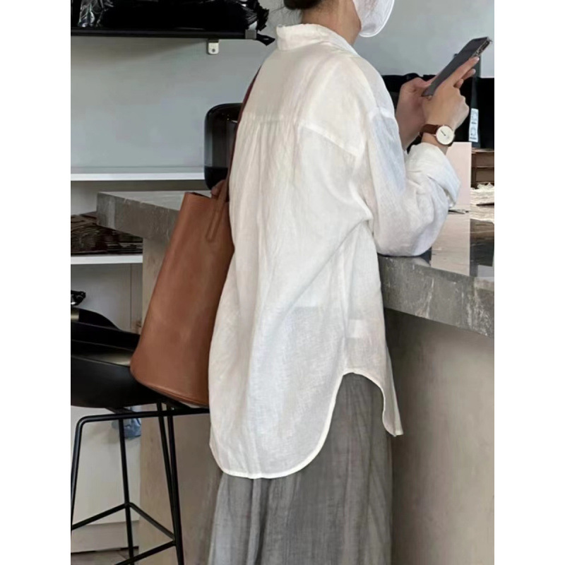 カットソー リネン風やわらかシャツ長袖