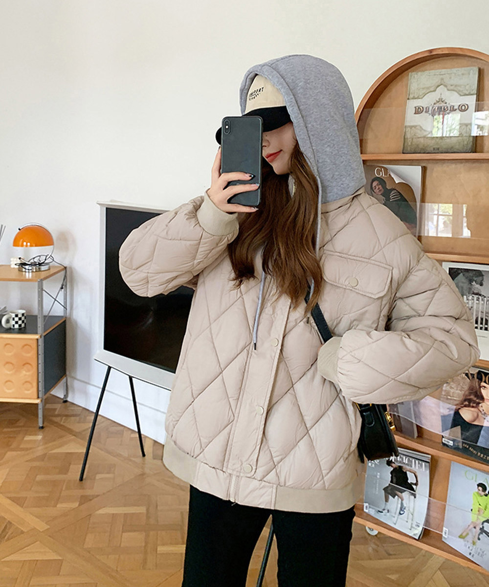 カットソー 長袖中綿入りキルティング防寒ジャケット