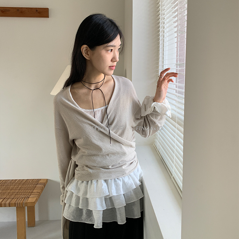 カットソー ふんわりラップ風カシュクールトップス