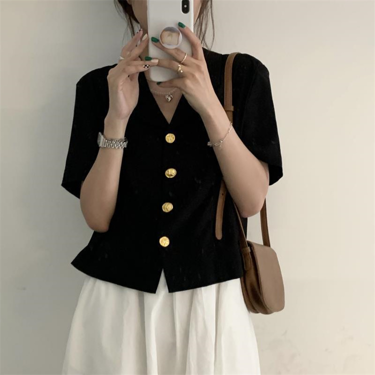 カットソー 春夏半袖Vネックカーディガンジャケット ショート丈