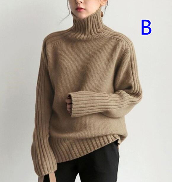 カットソー 韓国風タートルネックニットセーター秋冬レディース毛糸トップス