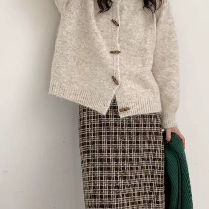 カットソー 韓国風長袖ニットカーディガン レディース 5色展開