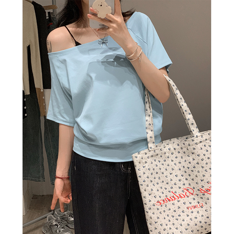 カットソー 優美肩出しボートネックカットソー