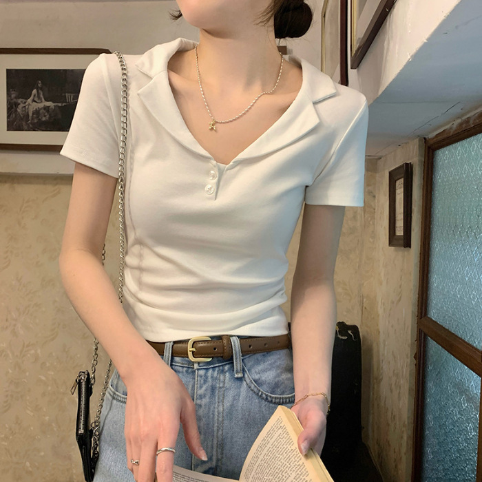 カットソー 襟付き優美シルエットカットソー