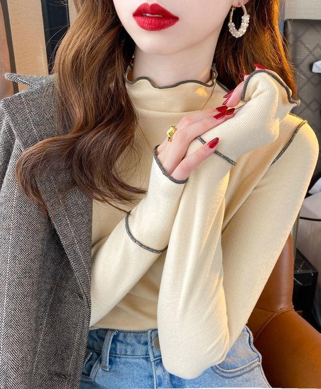 カットソー レディース無地ハイネックニットセーター可愛いトップス