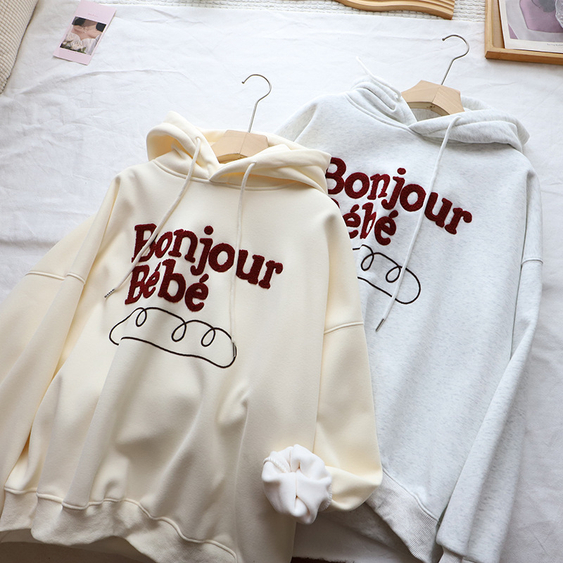 カットソー レディース長袖パーカー韓国風文字プリントスウェット5色