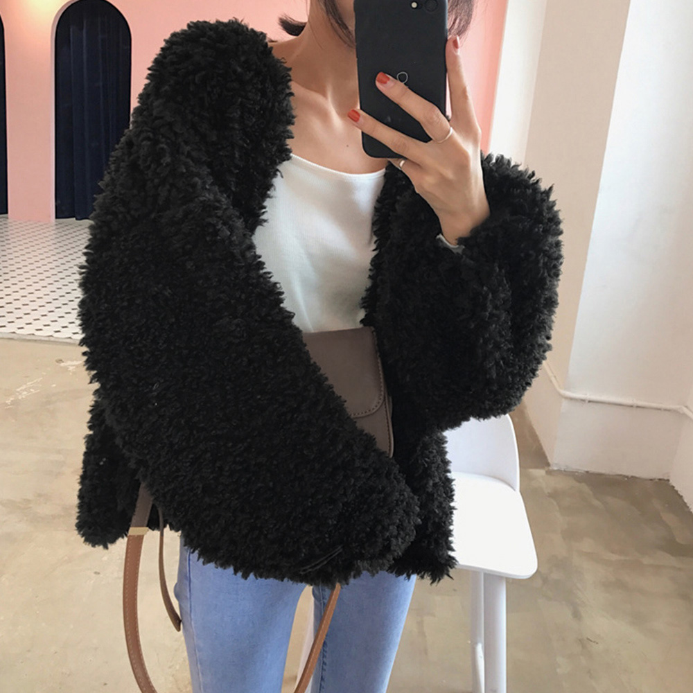 カットソー 長袖ボアジャケット レディース ふんわり暖かブルゾン