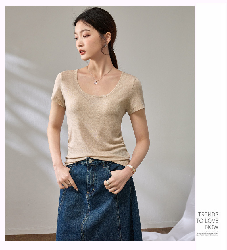 カットソー なめらか美シルエット Uネックカットソー