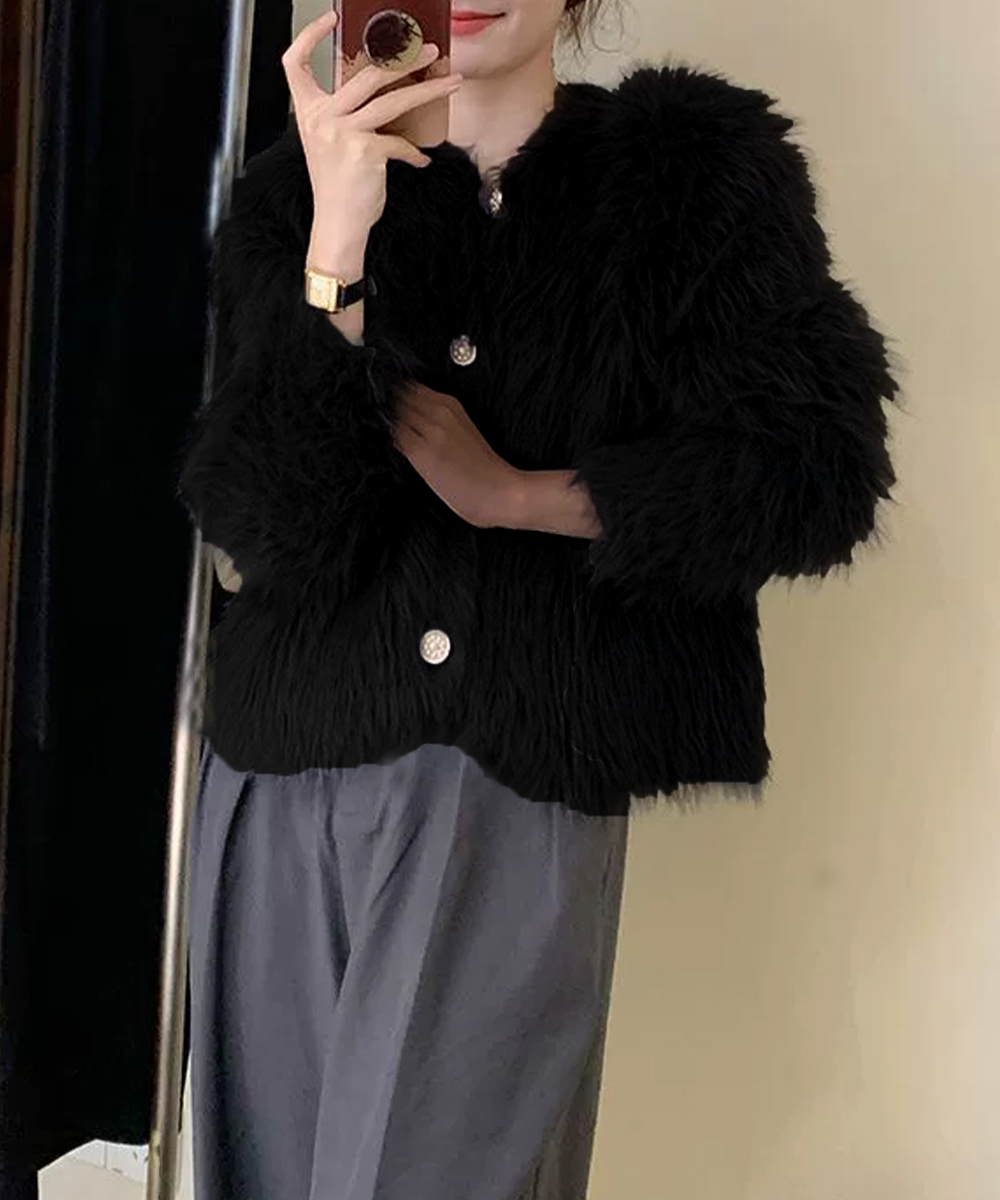 カットソー 長袖ふわふわシャギーニット羽織カーディガン秋冬