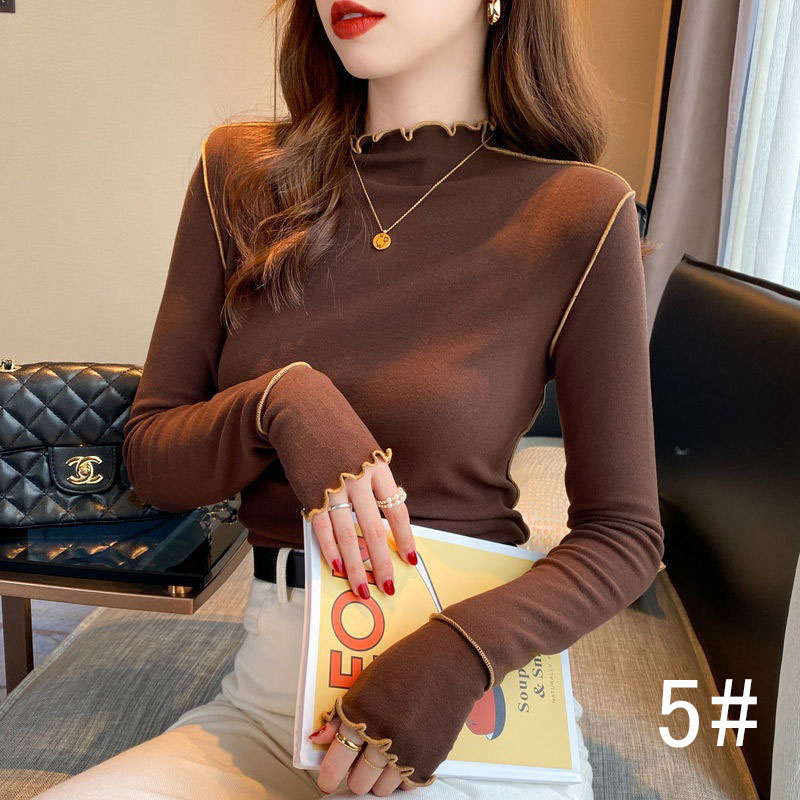 秋冬新作 ハイネック カットソー フレア袖 重ね着 レディース