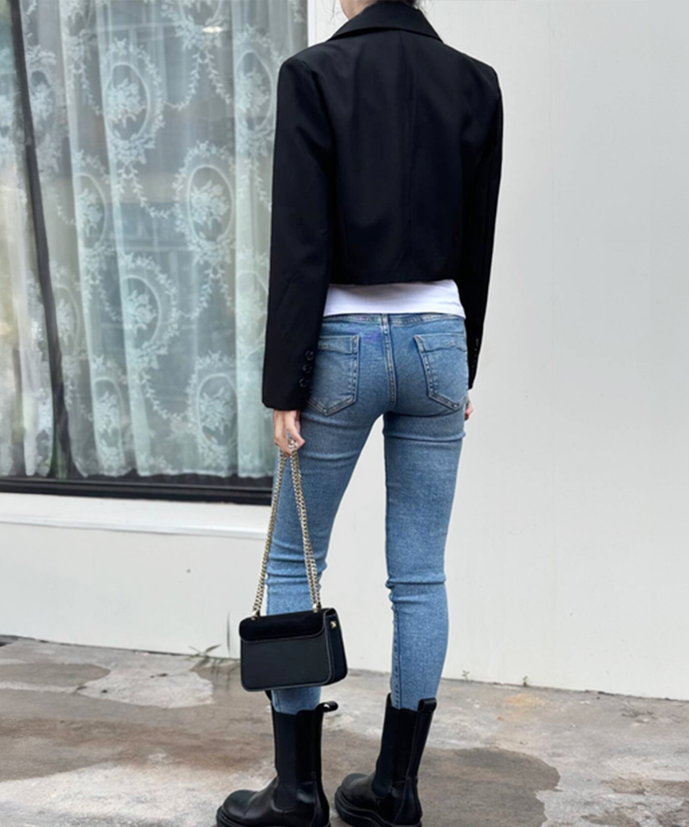 カットソー 長袖ショート丈テーラード韓国風秋服ジャケット