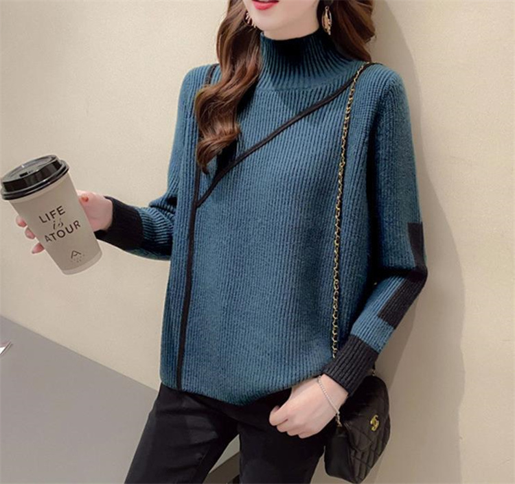 厚手ハイネックニットセーター ゆったり秋冬カットソー