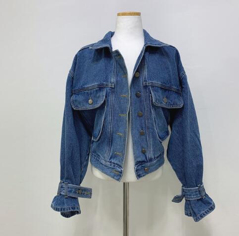 カットソー 韓国風長袖デニムジャケット秋服ヴィンテージ上着