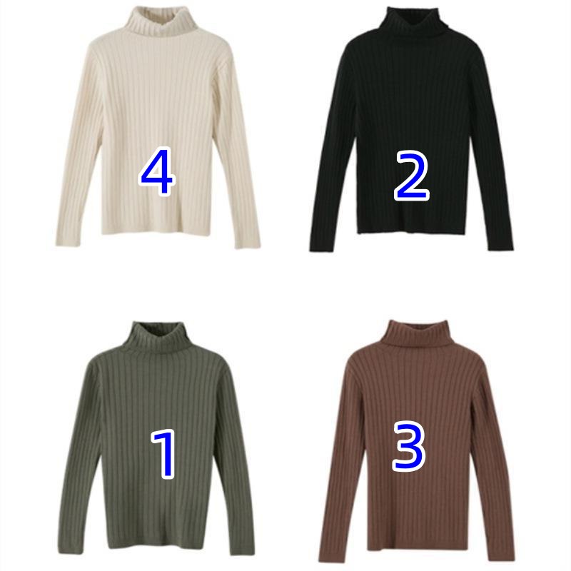 カットソー レディース ハイネック リブニット セーター 韓国風 全4色