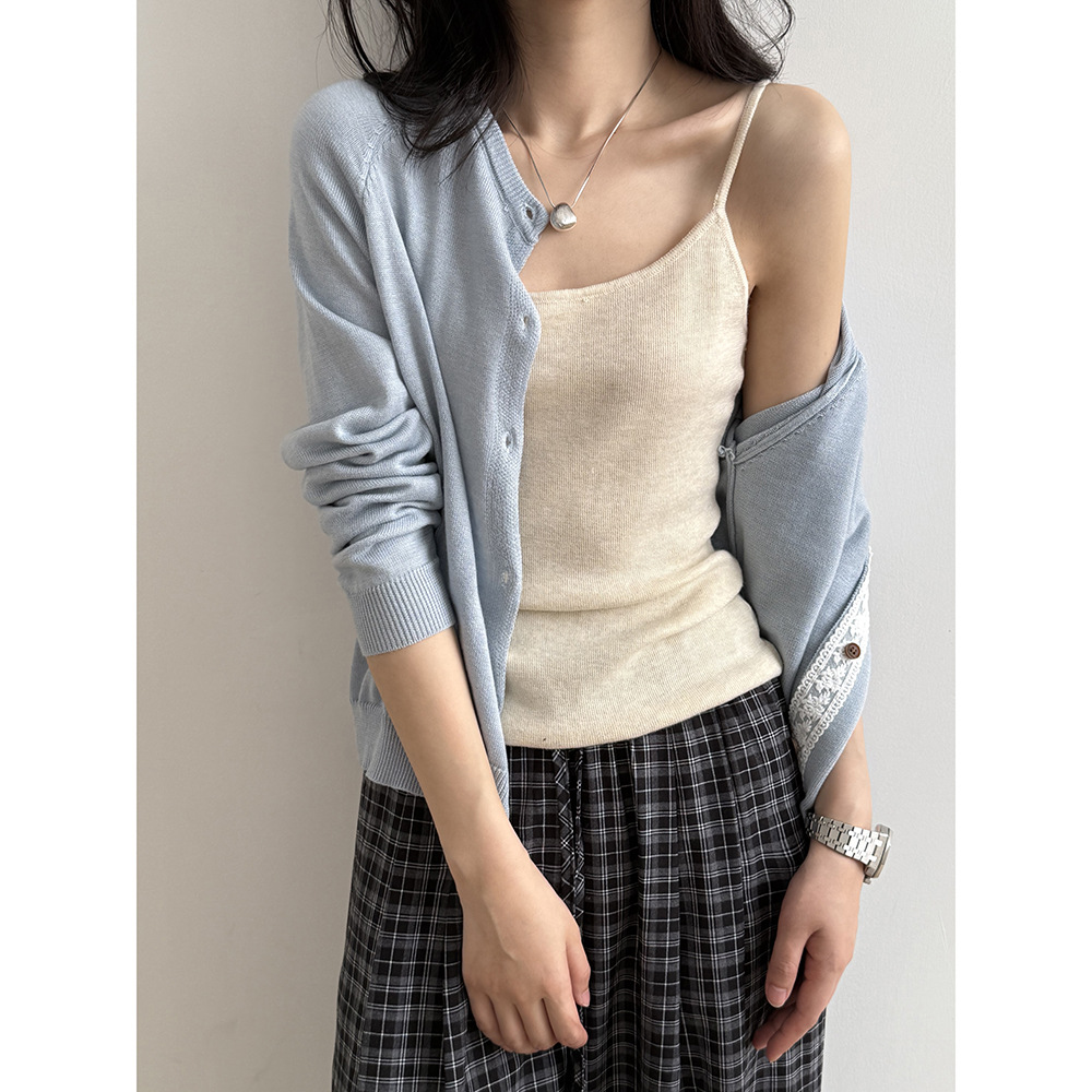 カットソー シンプル細紐キャミソール