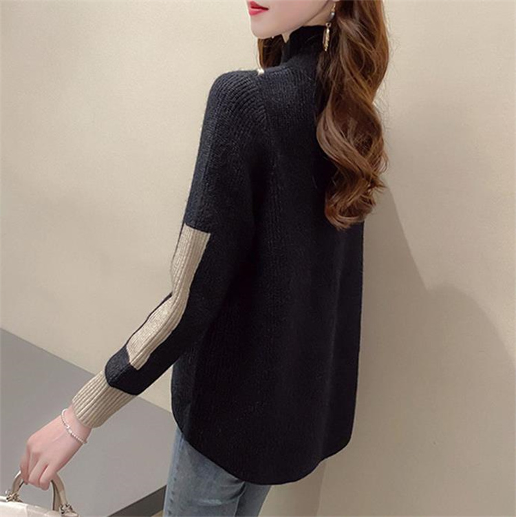 厚手ハイネックニットセーター ゆったり秋冬カットソー