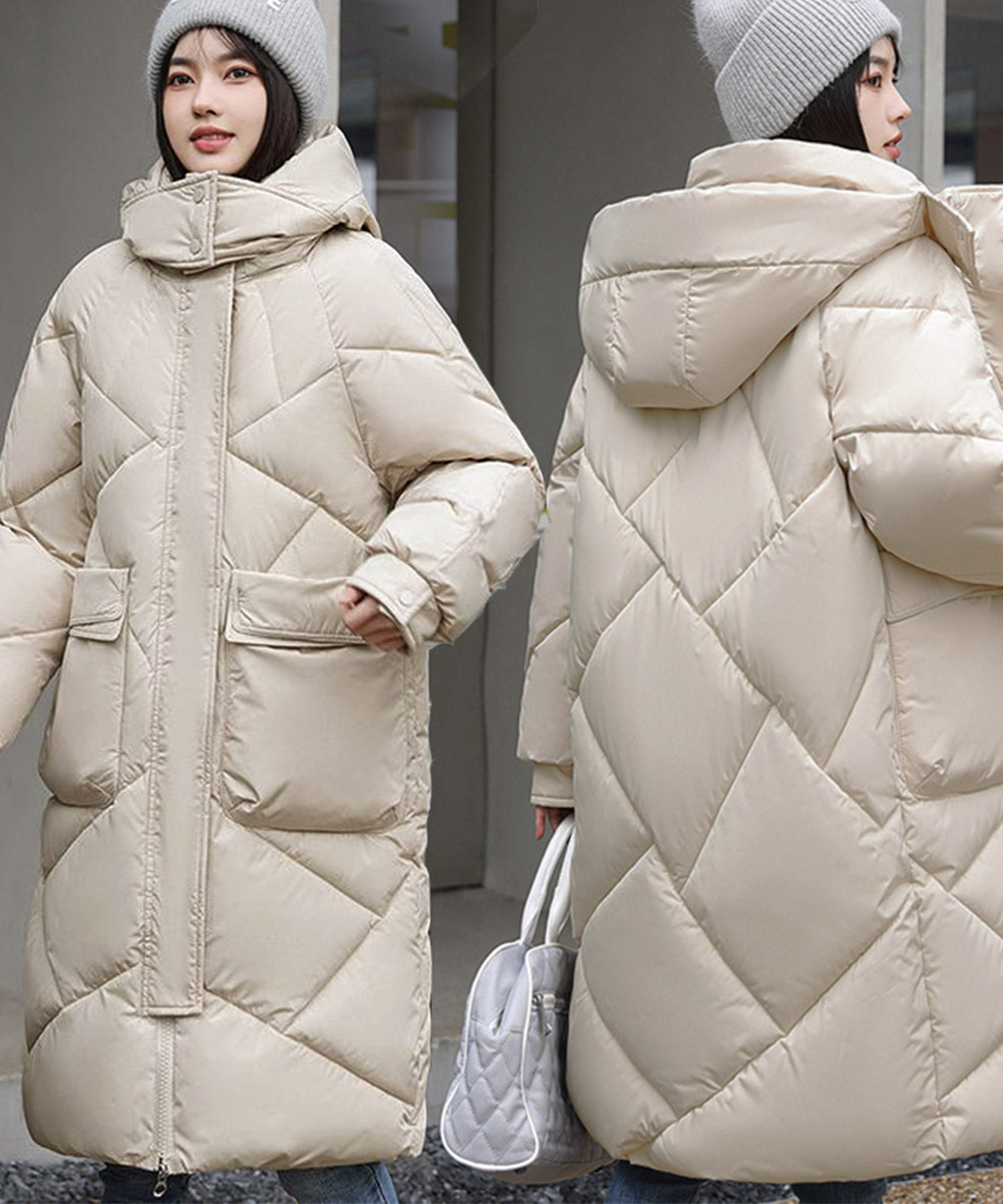 カットソー 長袖中綿入りロング丈防寒コート