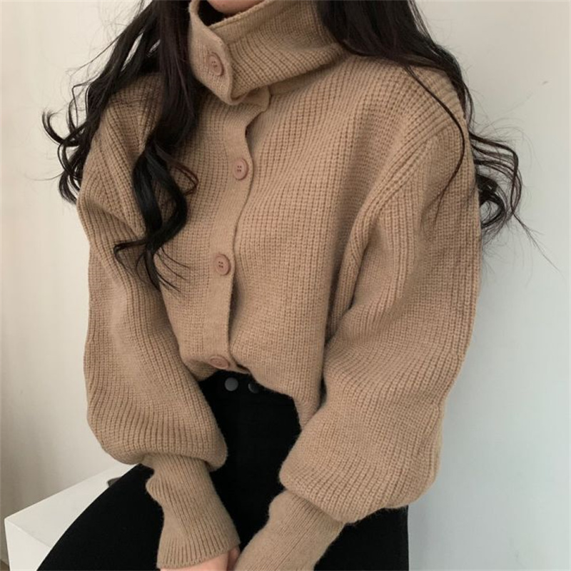 カットソー 秋新作ハイネックニットカーディガンセーター