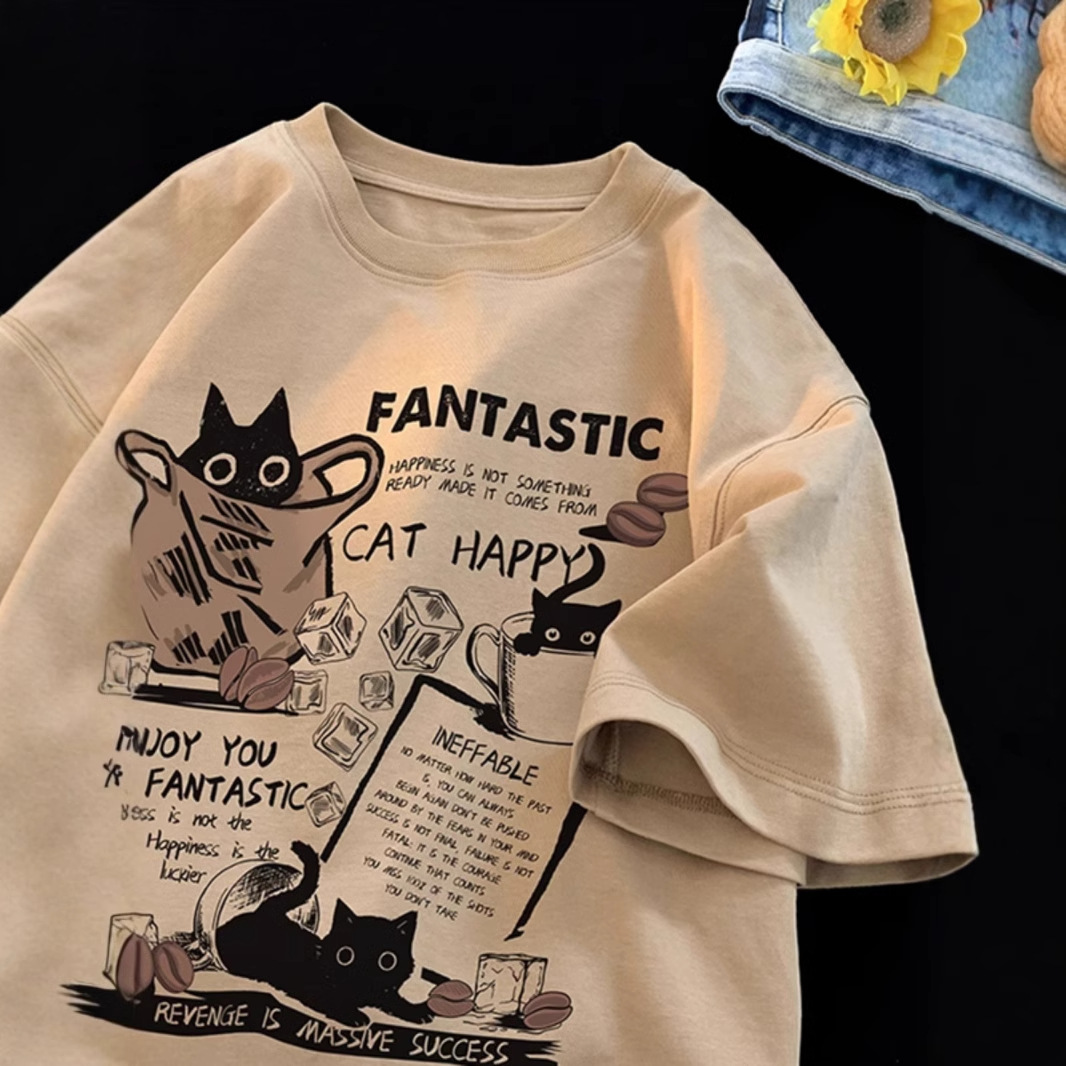 カットソー カットソー 猫のメッセージイラスト半袖