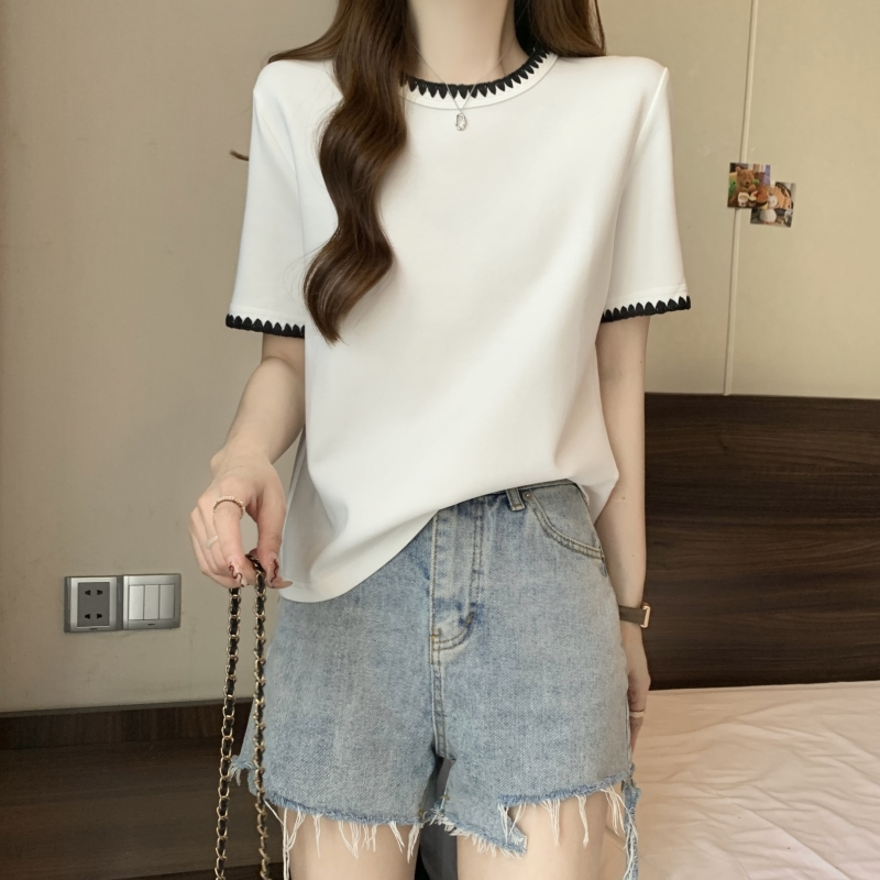 カットソー 鋸歯縁取り優美カットソー