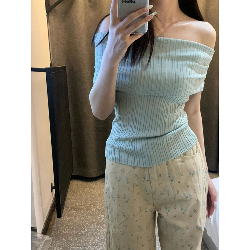 カットソー 優美なリブニット ボートネック