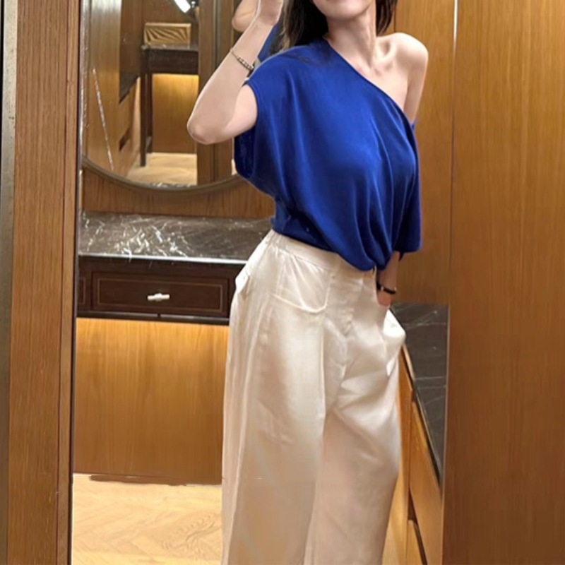 カットソー 優美なドレープボートネック