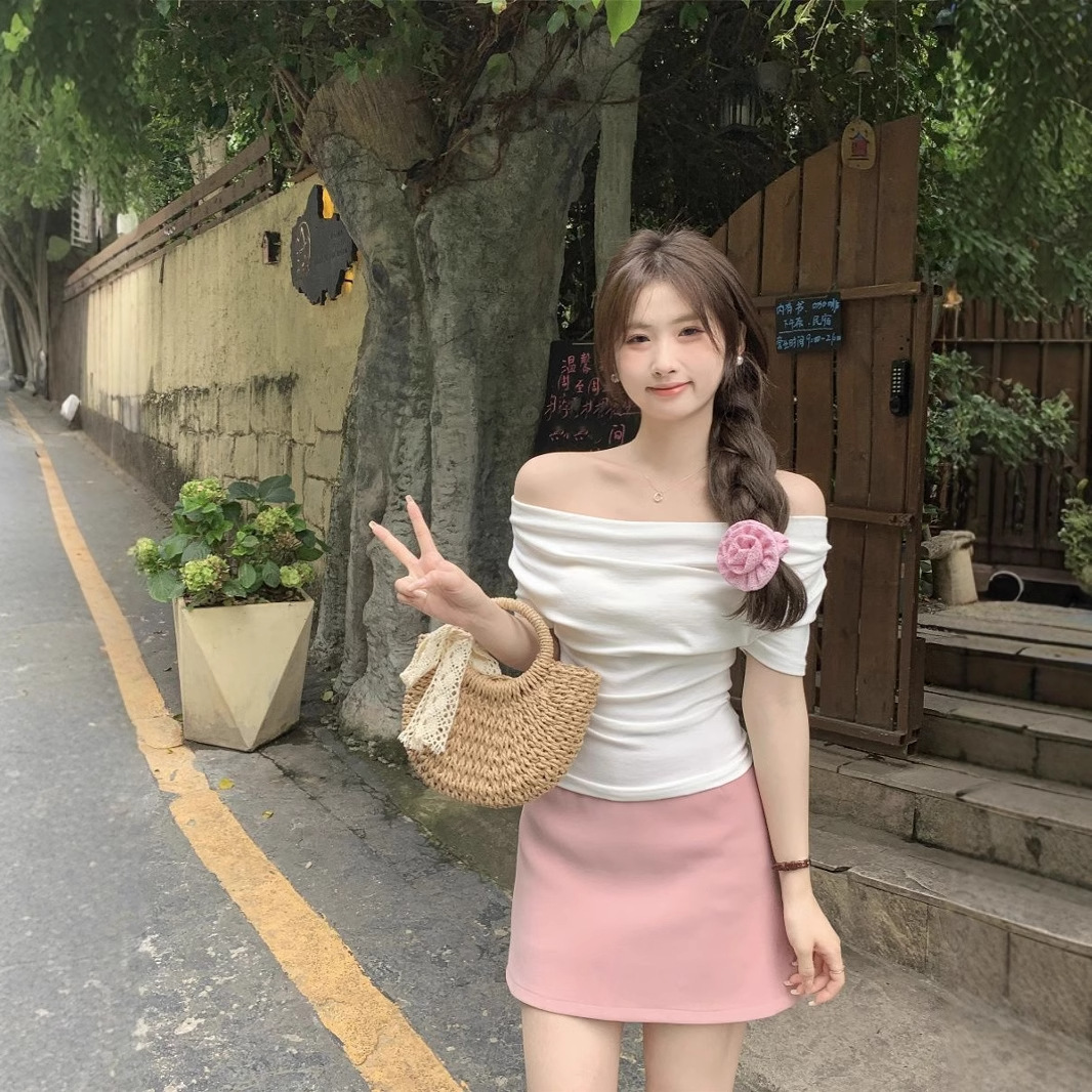 カットソー カットソー 優美な肩見せボートネック