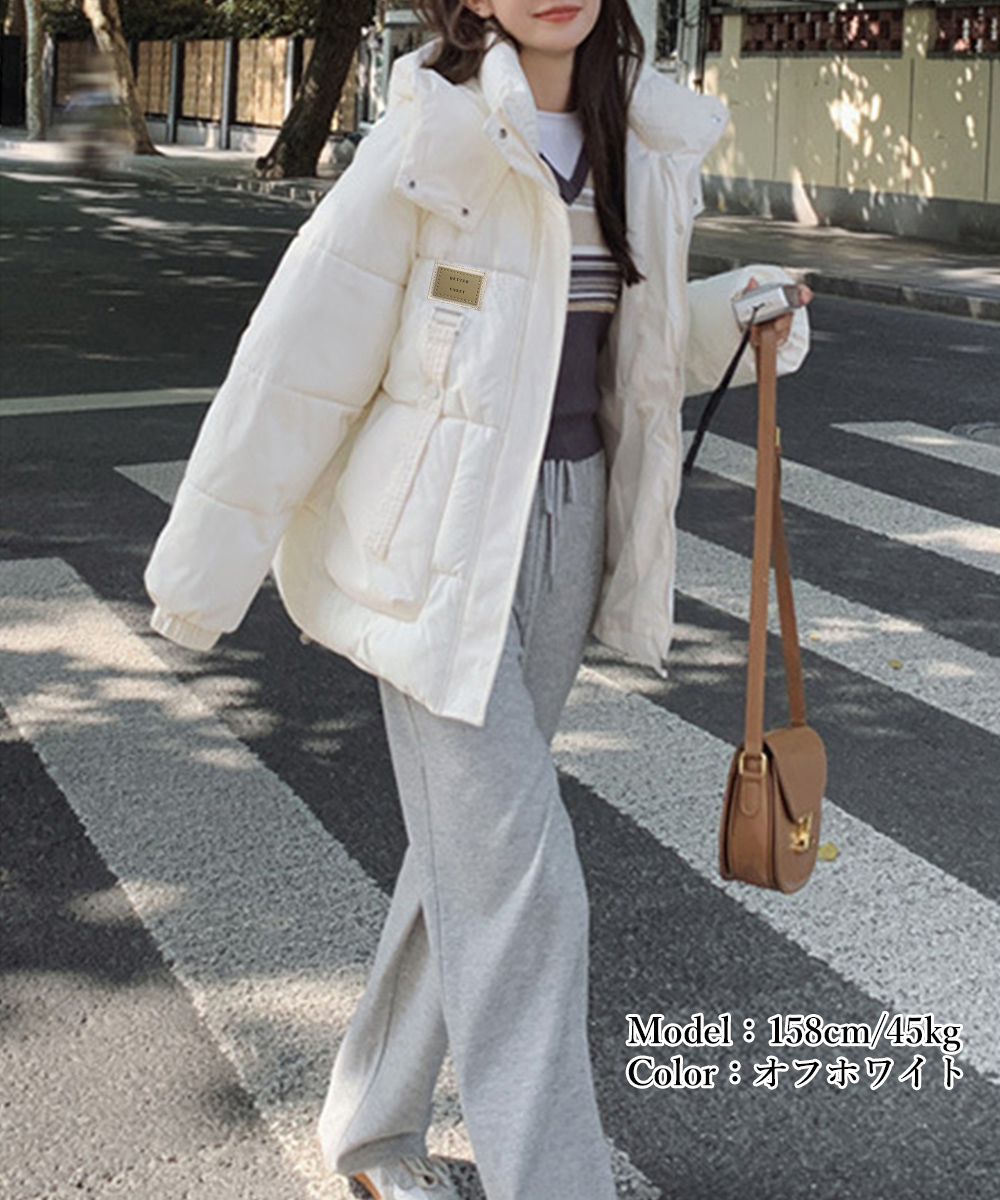 カットソー 長袖中綿ジャケット防寒フード付きアウター