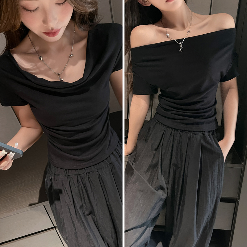 カットソー 優美なドレープボートネック