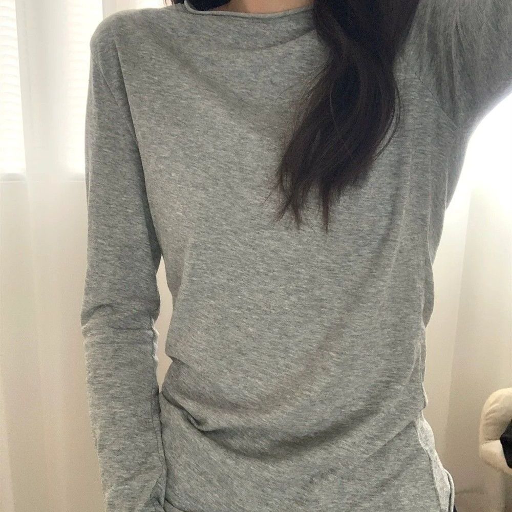 カットソー すっきりシンプル丸首長袖カットソー