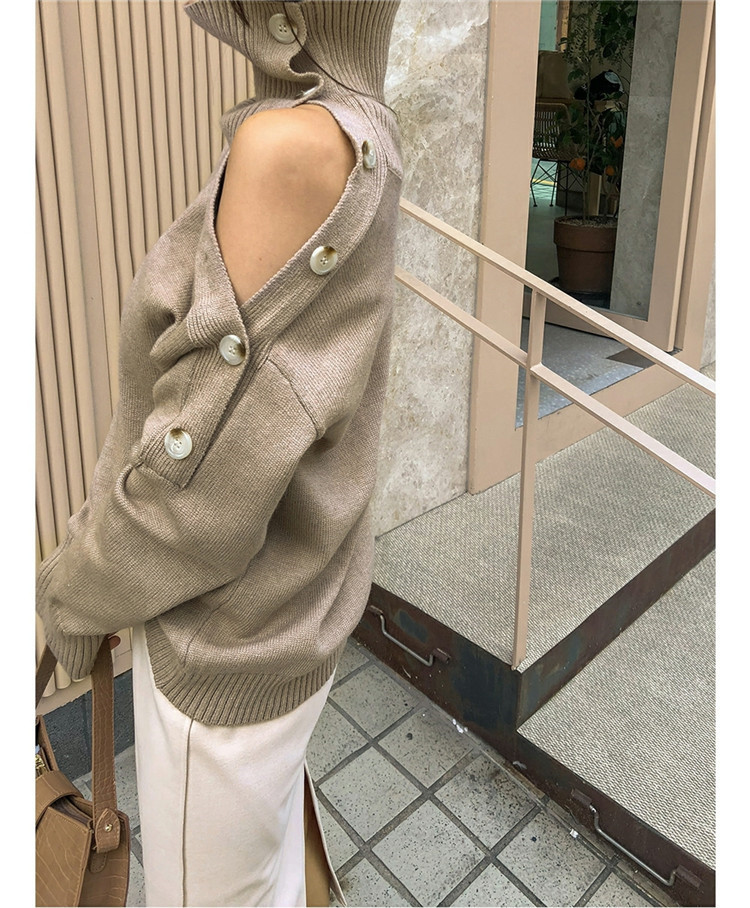 カットソー 女性らしさ際立つタートルネックセーター ゆったりシンプル