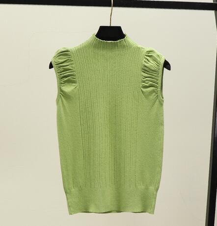 カットソー レディース ハイネック ノースリーブ ニットベスト