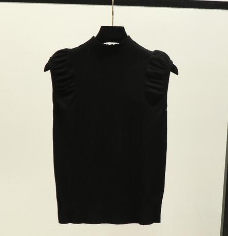 カットソー レディース ハイネック ノースリーブ ニットベスト