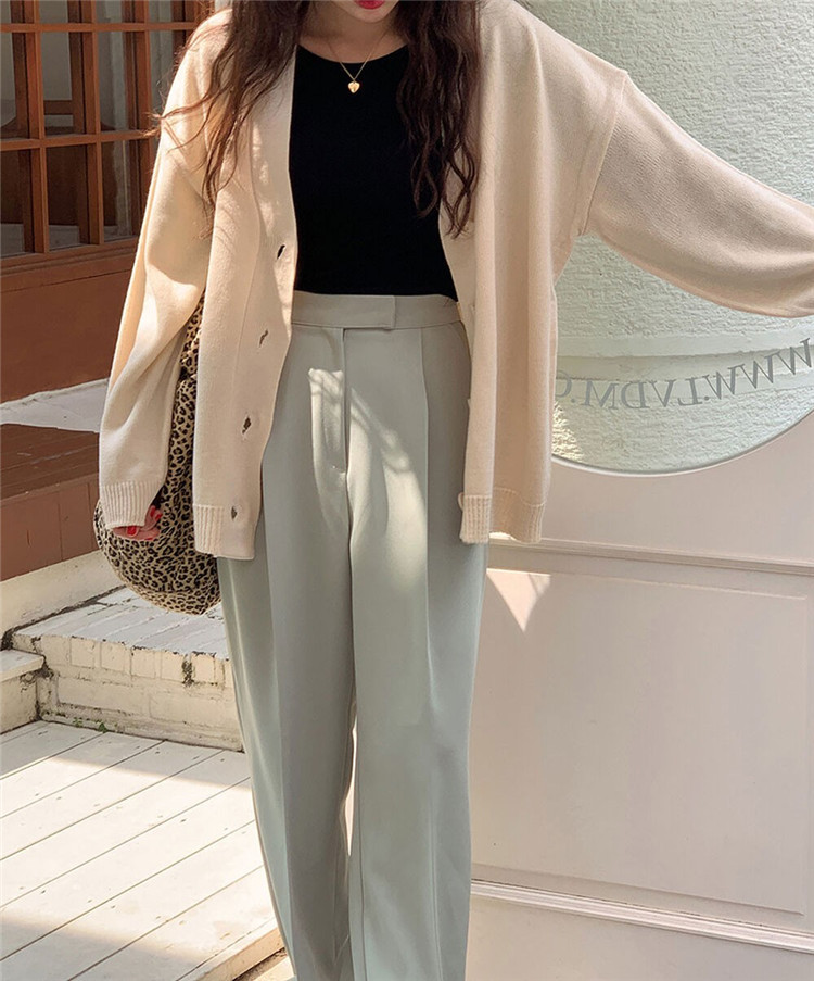 カットソー 秋冬長袖ニットカーディガン暖かいシンプル羽織り