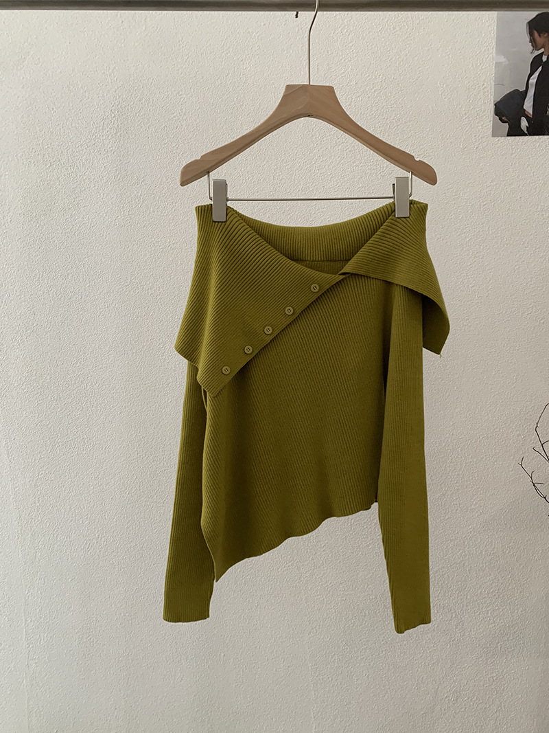 ボートネック韓国風ニットセーター長袖カットソー6色