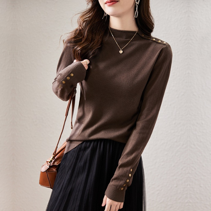 カットソー 秋冬新作 ハイネック ニット 長袖 薄手 重ね着 着回し