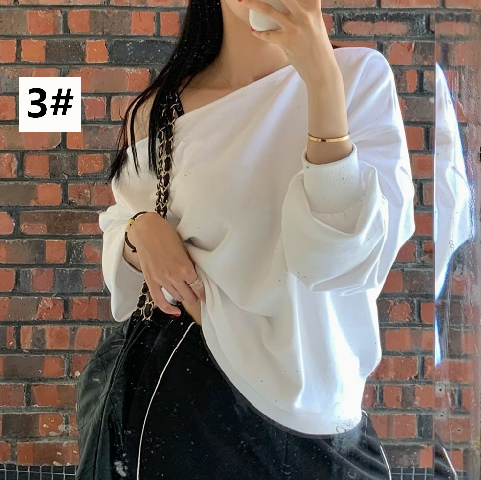 秋新作 ボートネック プルオーバー 長袖 レディース 韓国風 カットソー