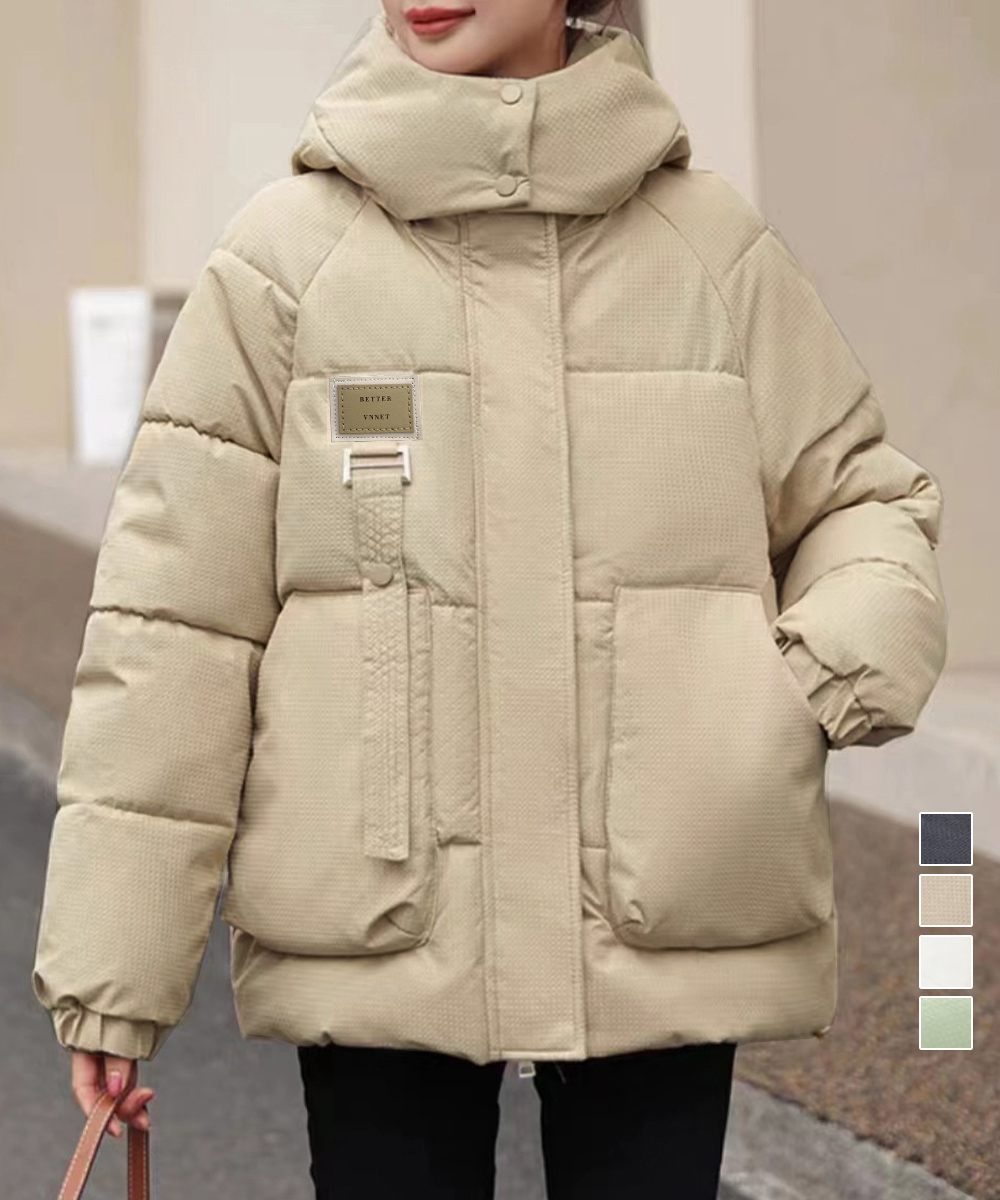 カットソー 長袖中綿ジャケット防寒フード付きアウター