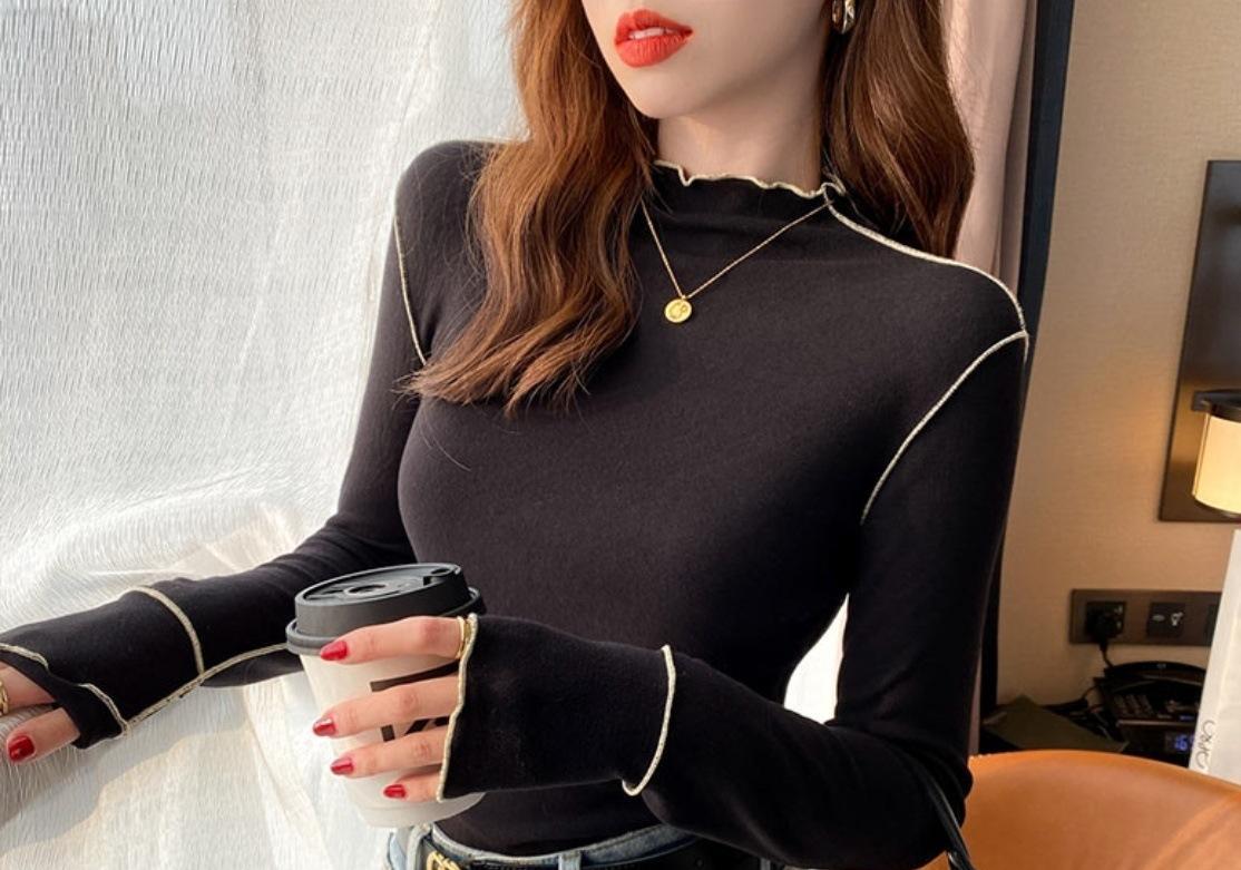 カットソー レディース無地ハイネックニットセーター可愛いトップス