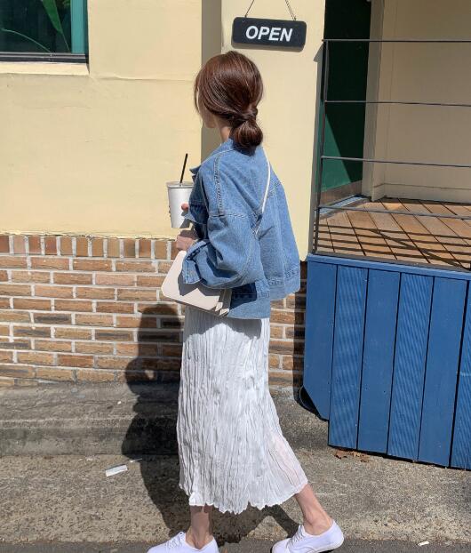 カットソー 韓国風ヴィンテージデニムジャケット長袖アウター