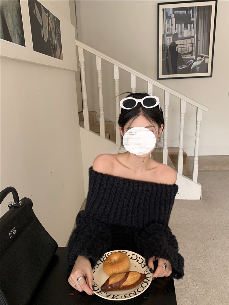 カットソー 韓国風ボートネックニットセーター上品カジュアル