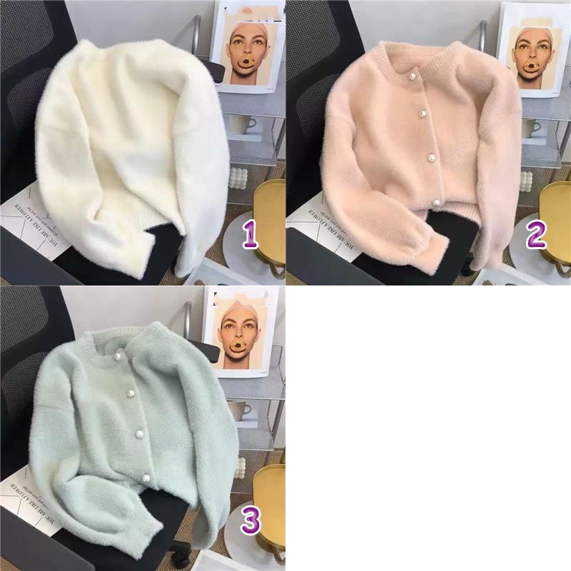 カットソー 韓国風ふわもこ長袖カーディガン レディース3色