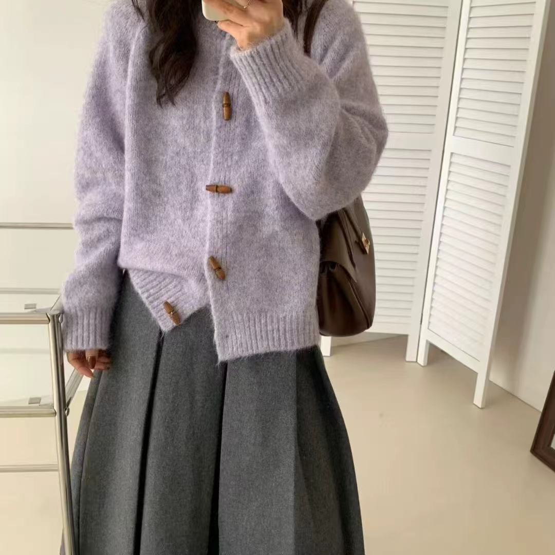 カットソー 韓国風長袖ニットカーディガン レディース 5色展開