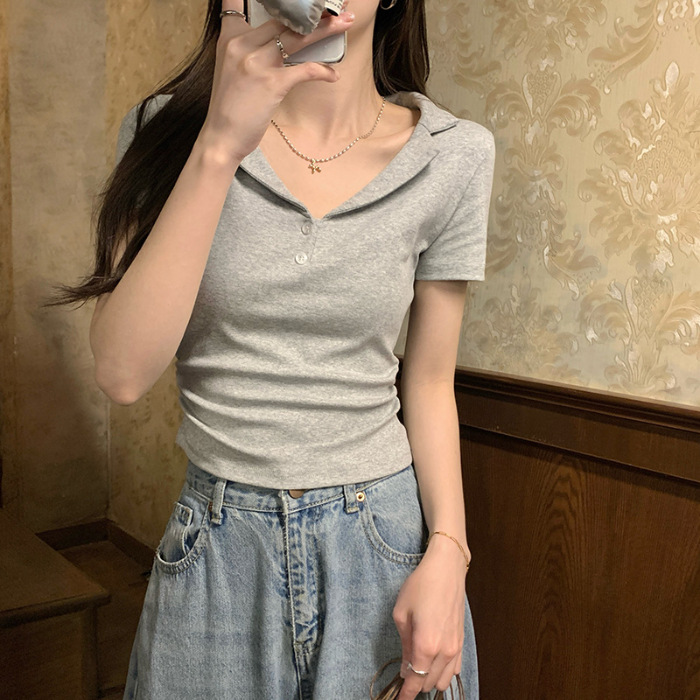 カットソー 襟付き優美シルエットカットソー