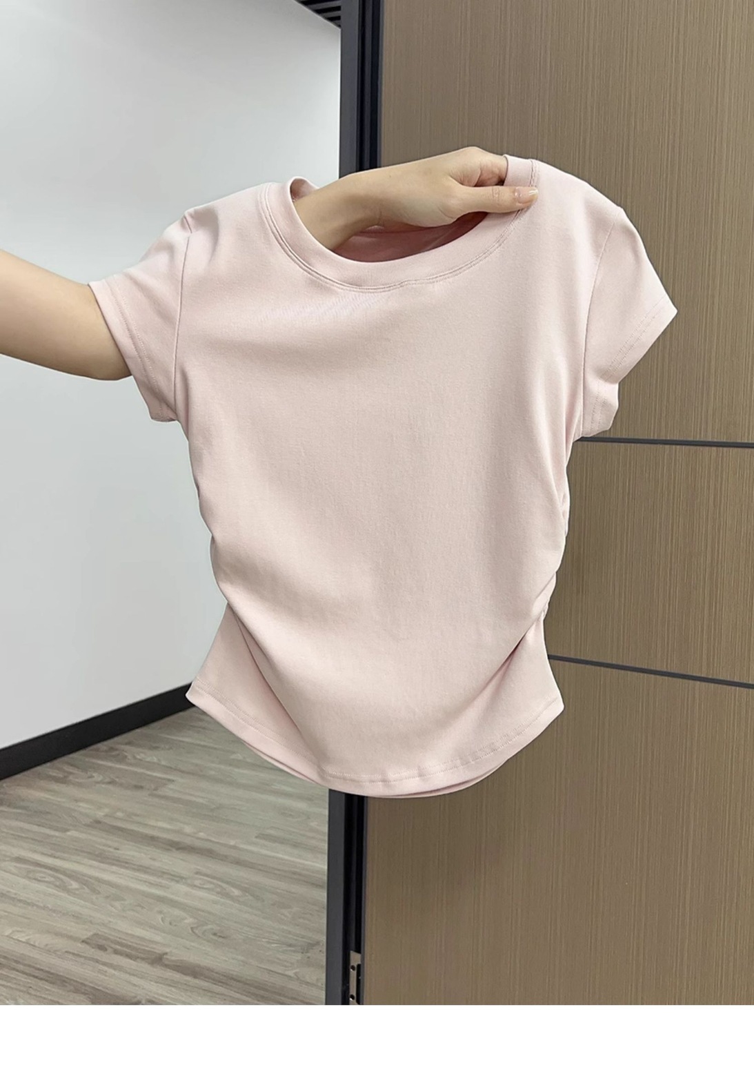 カットソー サイドギャザー七分丈カットソー