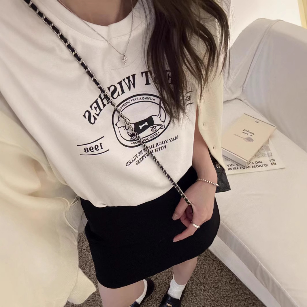 カットソー レトロ牛柄プリント半袖カットソー