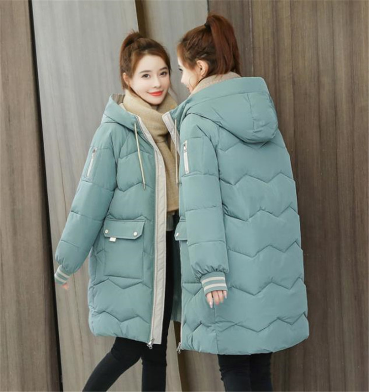 カットソー 冬服長袖ダウンコート ゆったり中丈レディース防寒着