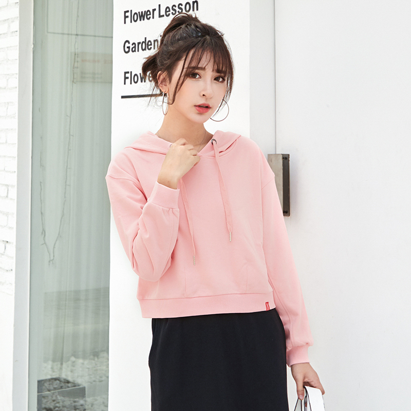 カットソー フード付きドローコードカジュアルトップス