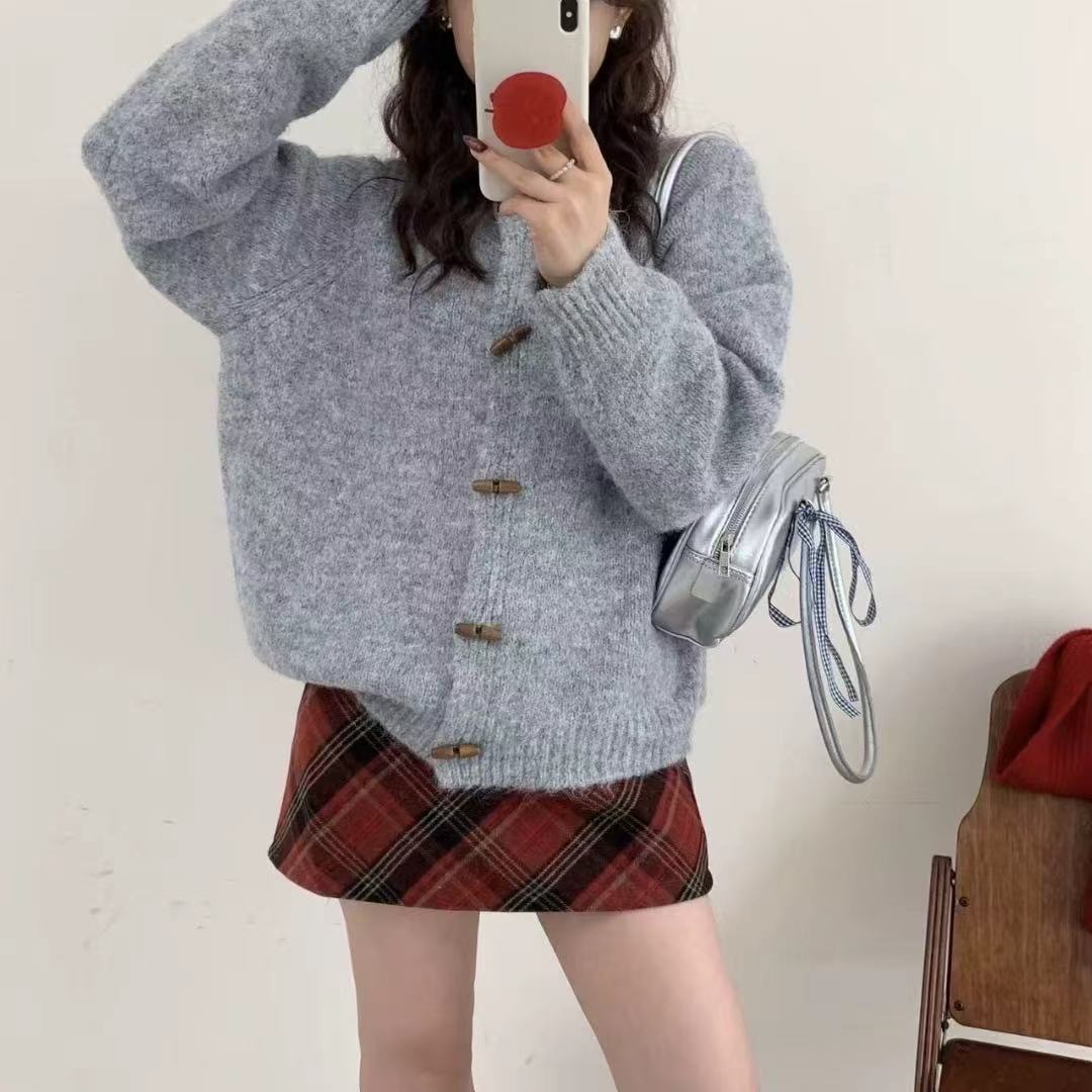 カットソー 韓国風長袖ニットカーディガン レディース 5色展開