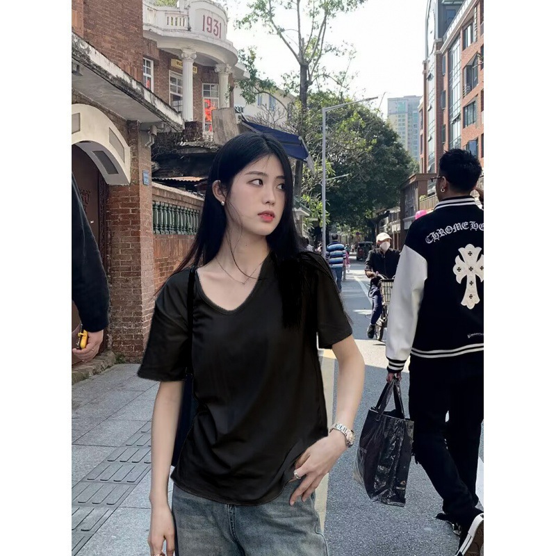 カットソー シンプル美人 柔らか素材のVネック